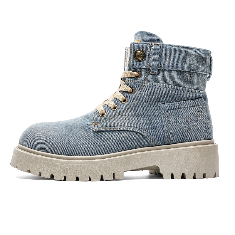 MLB LTHR-13 Denim Lace-Up Boots