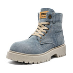 MLB LTHR-13 Denim Lace-Up Boots