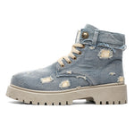 MLB LTHR-14 Distressed Denim Combat Boots