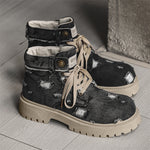 MLB LTHR-14 Distressed Denim Combat Boots