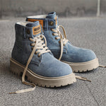 MLB LTHR-13 Denim Lace-Up Boots