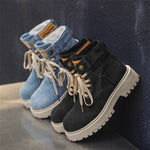 MLB LTHR-13 Denim Lace-Up Boots