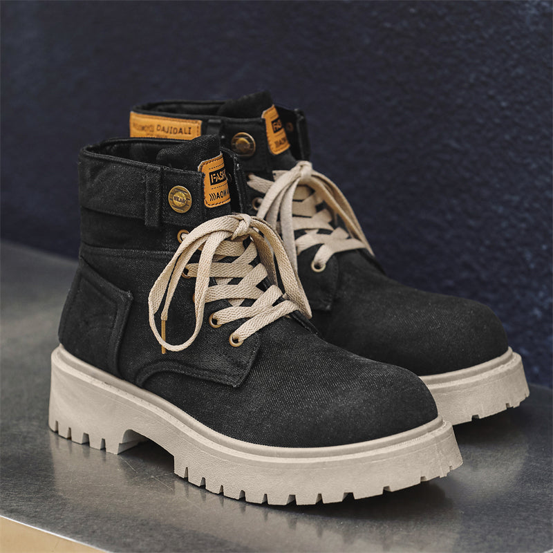 MLB LTHR-13 Denim Lace-Up Boots