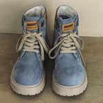 MLB LTHR-13 Denim Lace-Up Boots