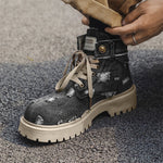 MLB LTHR-14 Distressed Denim Combat Boots