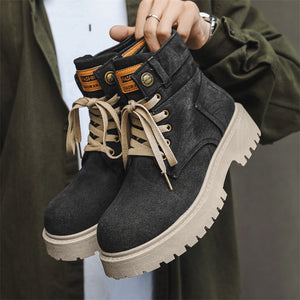 MLB LTHR-13 Denim Lace-Up Boots