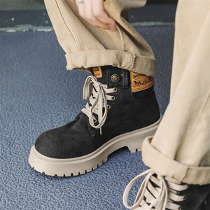 MLB LTHR-13 Denim Lace-Up Boots