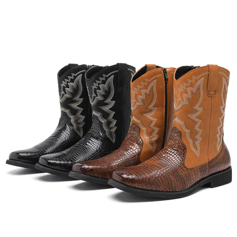 MLB LTHR-25 Embossed Western Boots