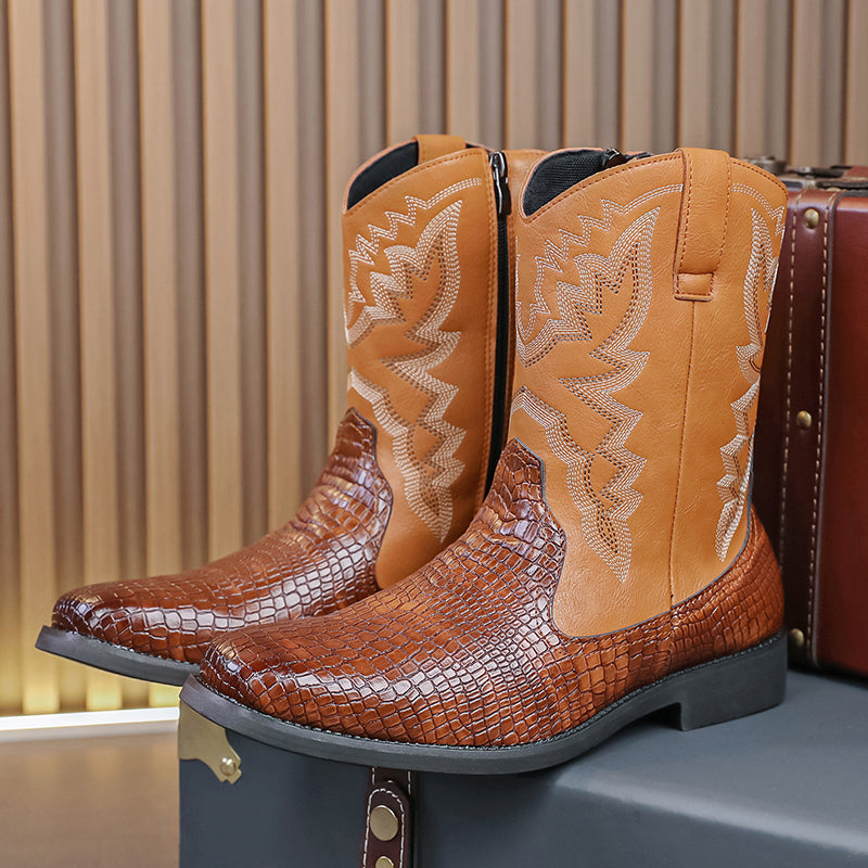 MLB LTHR-25 Embossed Western Boots