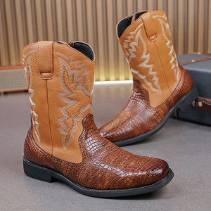 MLB LTHR-25 Embossed Western Boots