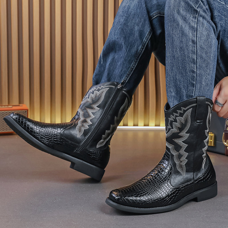 MLB LTHR-25 Embossed Western Boots