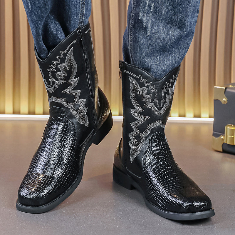 MLB LTHR-25 Embossed Western Boots