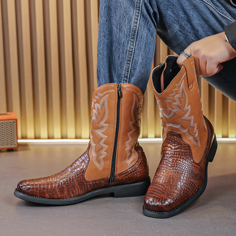 MLB LTHR-25 Embossed Western Boots