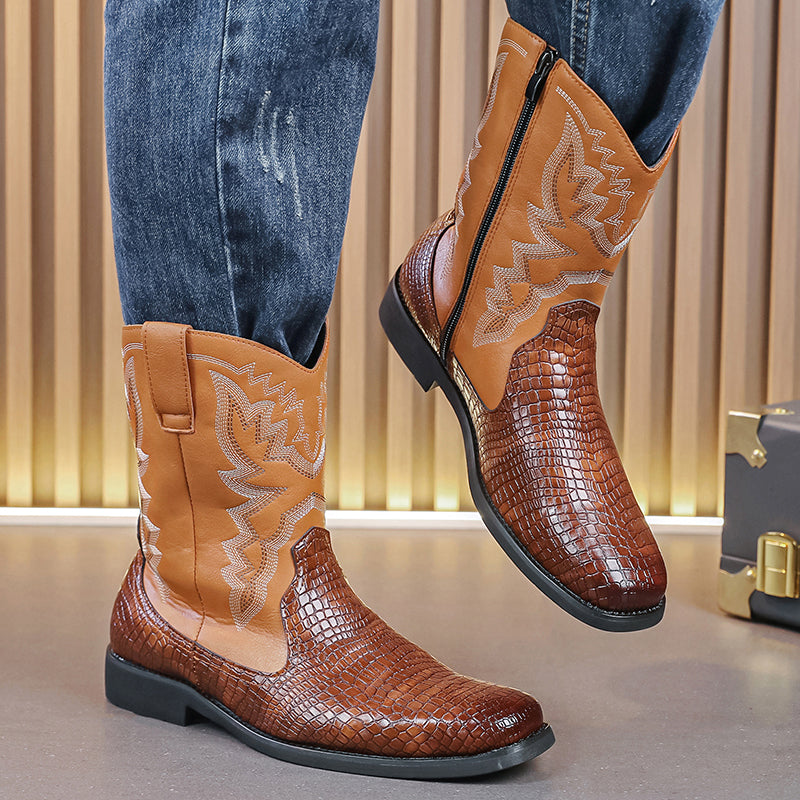 MLB LTHR-25 Embossed Western Boots