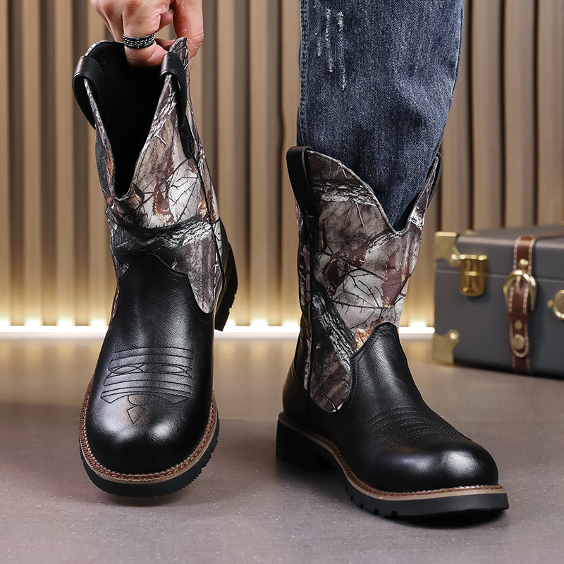 MLB LTHR-27 Camo Western Cowboy Boots