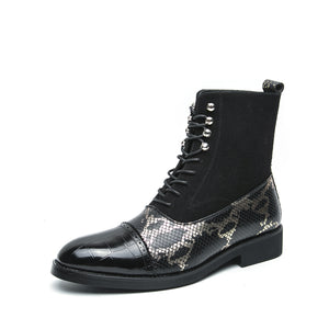 MLB LTHR-09 Patterned Lace-Up Boots