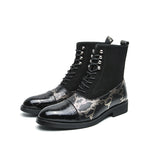 MLB LTHR-09 Patterned Lace-Up Boots