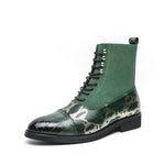 MLB LTHR-09 Patterned Lace-Up Boots