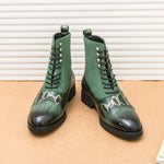 MLB LTHR-09 Patterned Lace-Up Boots