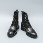 MLB LTHR-09 Patterned Lace-Up Boots