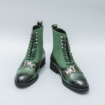 MLB LTHR-09 Patterned Lace-Up Boots