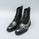 MLB LTHR-09 Patterned Lace-Up Boots