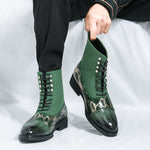 MLB LTHR-09 Patterned Lace-Up Boots