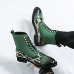 MLB LTHR-09 Patterned Lace-Up Boots