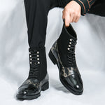 MLB LTHR-09 Patterned Lace-Up Boots