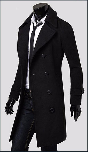 Premium Double Breasted Wool Trench Coat – Men's Luxury Boutique - X9X™