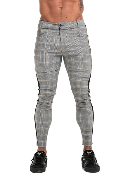 7359 Plaid Pattern Side Stripe Skinny Chinos – Men's Luxury Boutique - X9X™