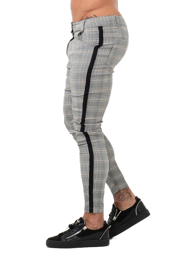 7359 Plaid Pattern Side Stripe Skinny Chinos – Men's Luxury Boutique - X9X™