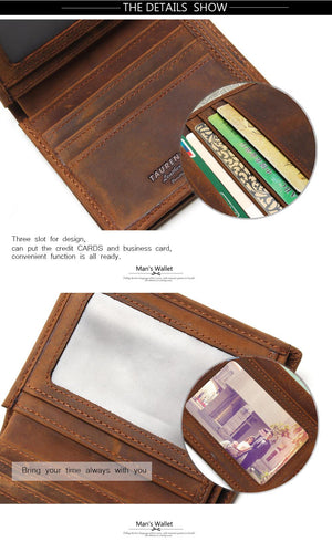 Crazy Horse Leather Men Clutch Vintage Mobile Phone Wallet Card Holder –  ROCKCOWLEATHERSTUDIO