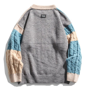 Colour Block Cable-knit Oversized Sweater