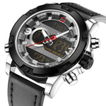 Luxury Analog/Digital Leather Sports Watch