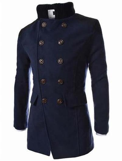 Premium Double Breasted Wool Blend Peacoat – Men's Luxury Boutique - X9X™