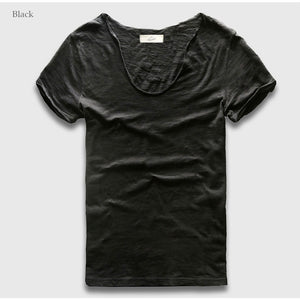 Basic Solid Cotton V Neck Slim Fit T-Shirt - 12 Colors