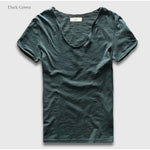 Basic Solid Cotton V Neck Slim Fit T-Shirt - 12 Colors