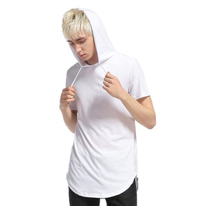 Longline Slim-Fit Side Zipper Hooded T Shirt - 8 Colors