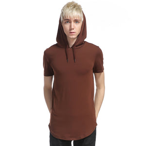 Longline Slim-Fit Side Zipper Hooded T Shirt - 8 Colors