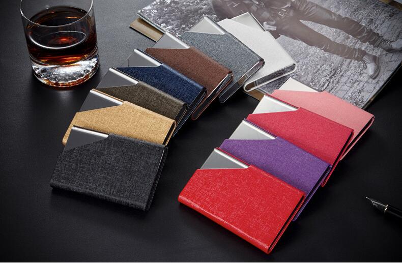 Leather/Metal Credit Card Holder - 10 Colors