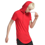 Longline Slim-Fit Side Zipper Hooded T Shirt - 8 Colors