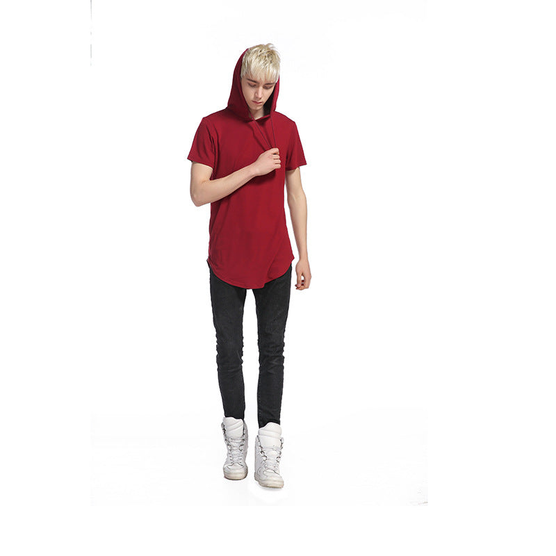 Longline Slim-Fit Side Zipper Hooded T Shirt - 8 Colors