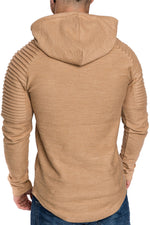 Premium Pleated Sleeve Long Fleece Hoodie