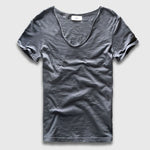 Basic Solid Cotton V Neck Slim Fit T-Shirt - 12 Colors