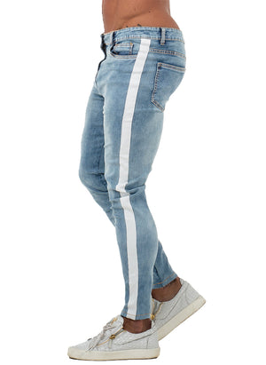3761 Vintage Blue Side Stripe Skinny Stretch Jeans