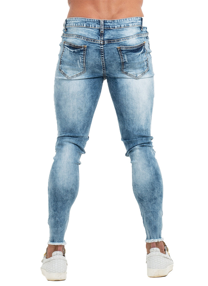 3763 Stonewashed Retro Blue Skinny Stretch Jeans